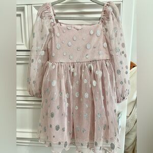 Bonnie Baby Pink Dress with Silver Polka Dots